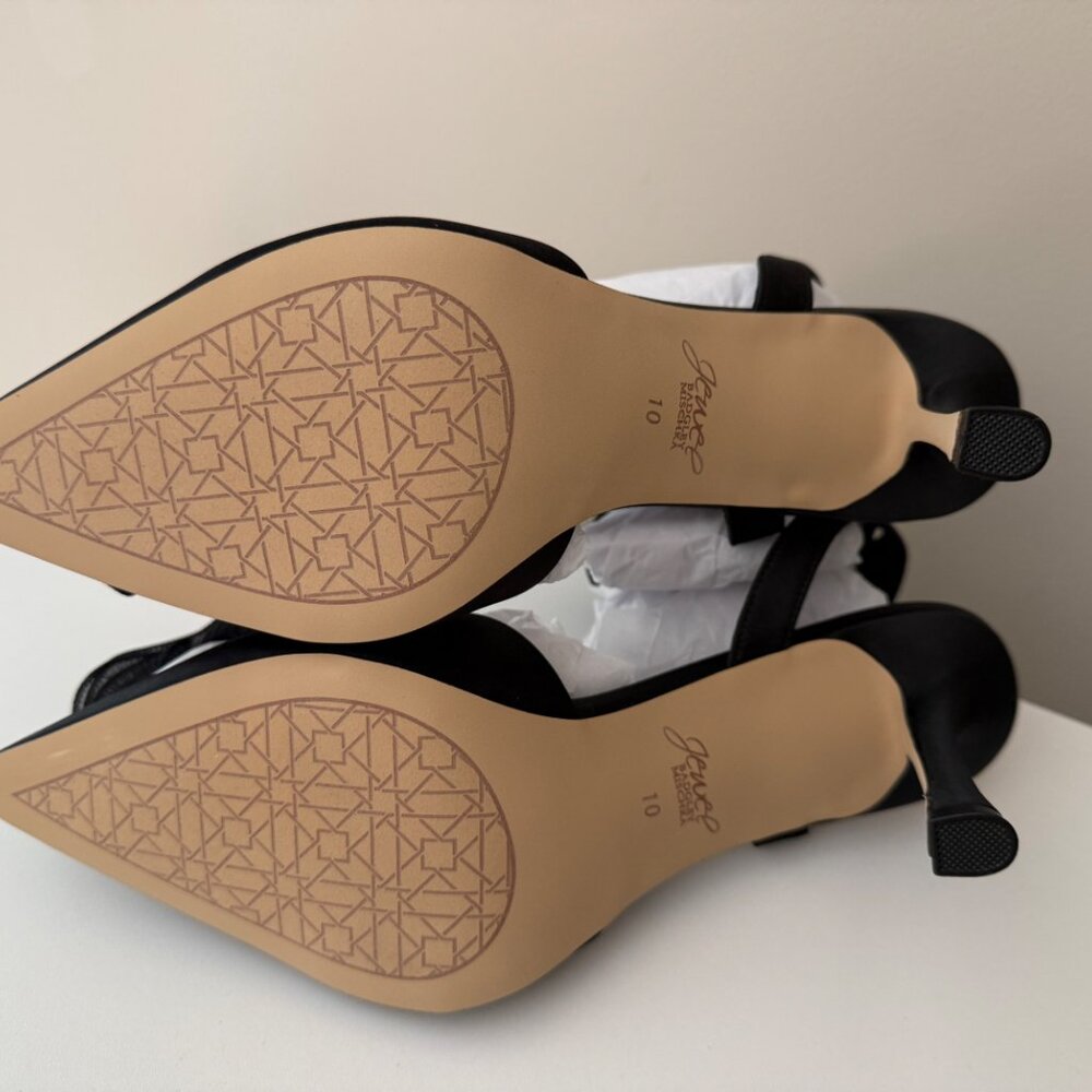 New in Box Jewel Badgley Mischka Taylee Black Ankle Strap Stiletto Heels 10 - Picture 3 of 12